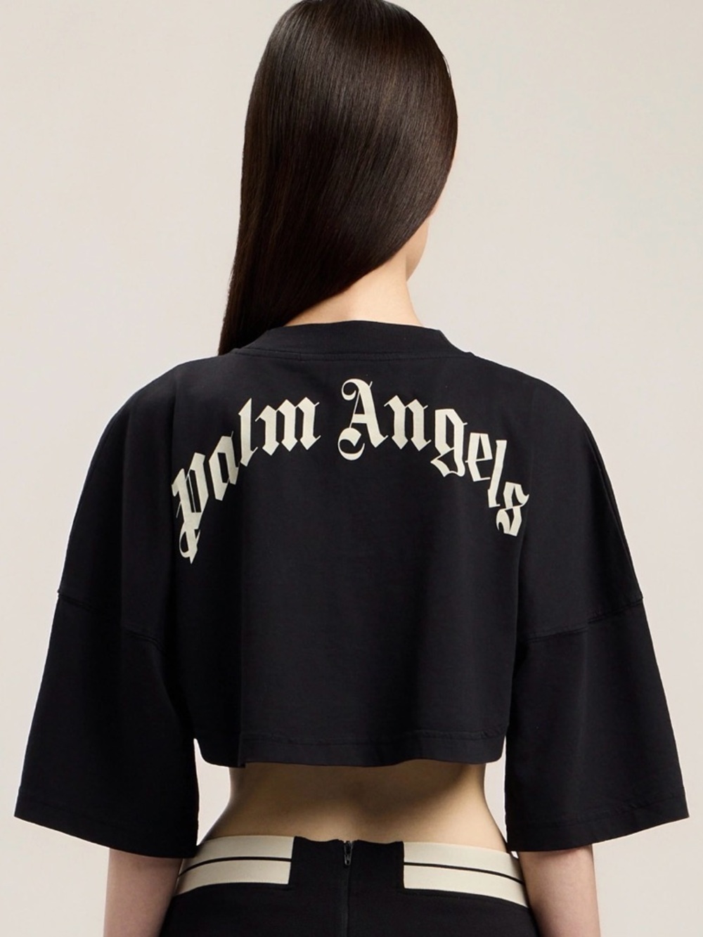 Palm Angels Black Cropped Logo Top
